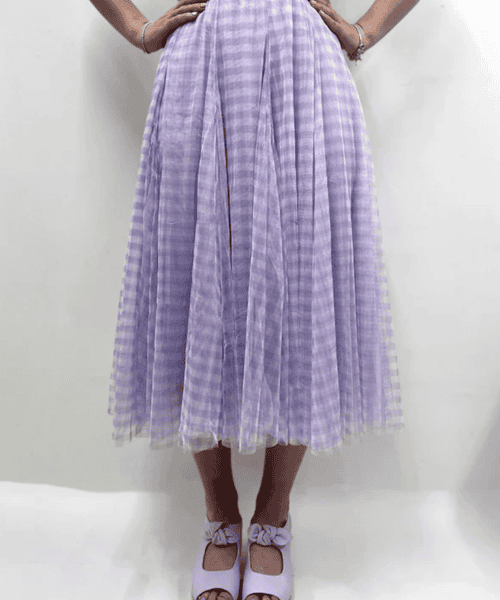 Purple Gingham Tulle Skirt